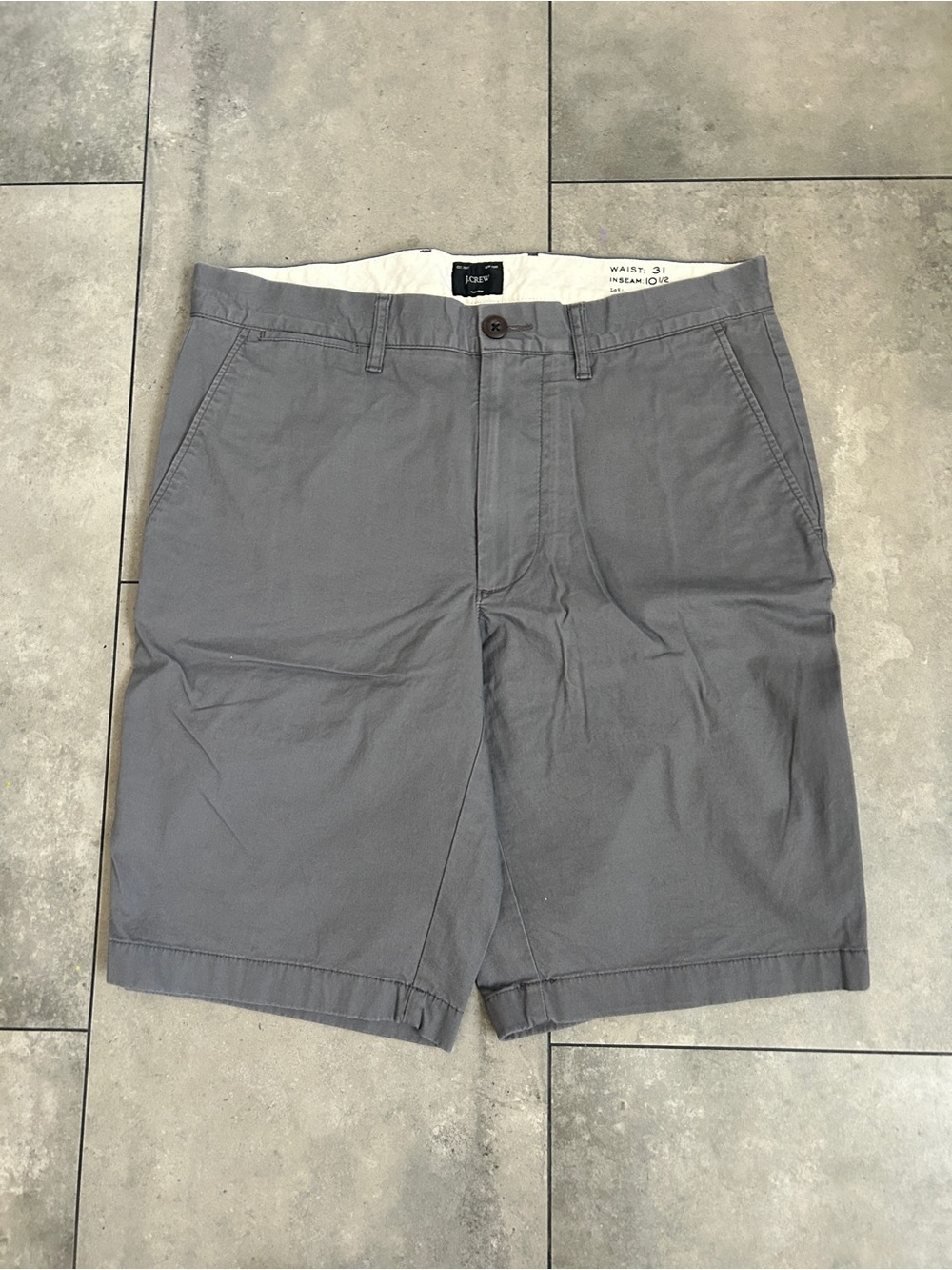 J. Crew reimagined gray chino shorts 10.5" inseam waist 31